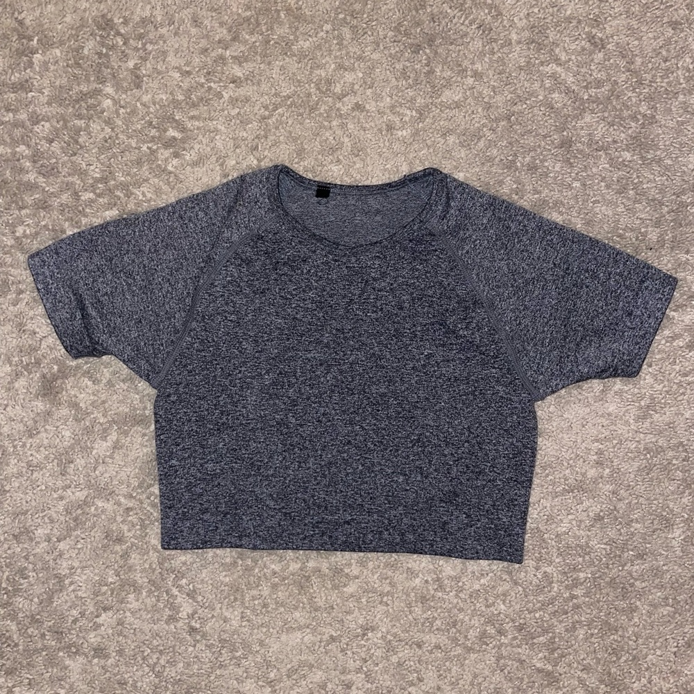 BO+TEE Seamless Short-Sleeve Crop Top XS in Black Marl